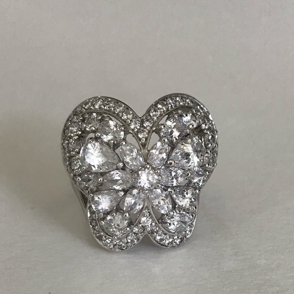 Sterling Silver CZ Butterfly Ring size 6.75